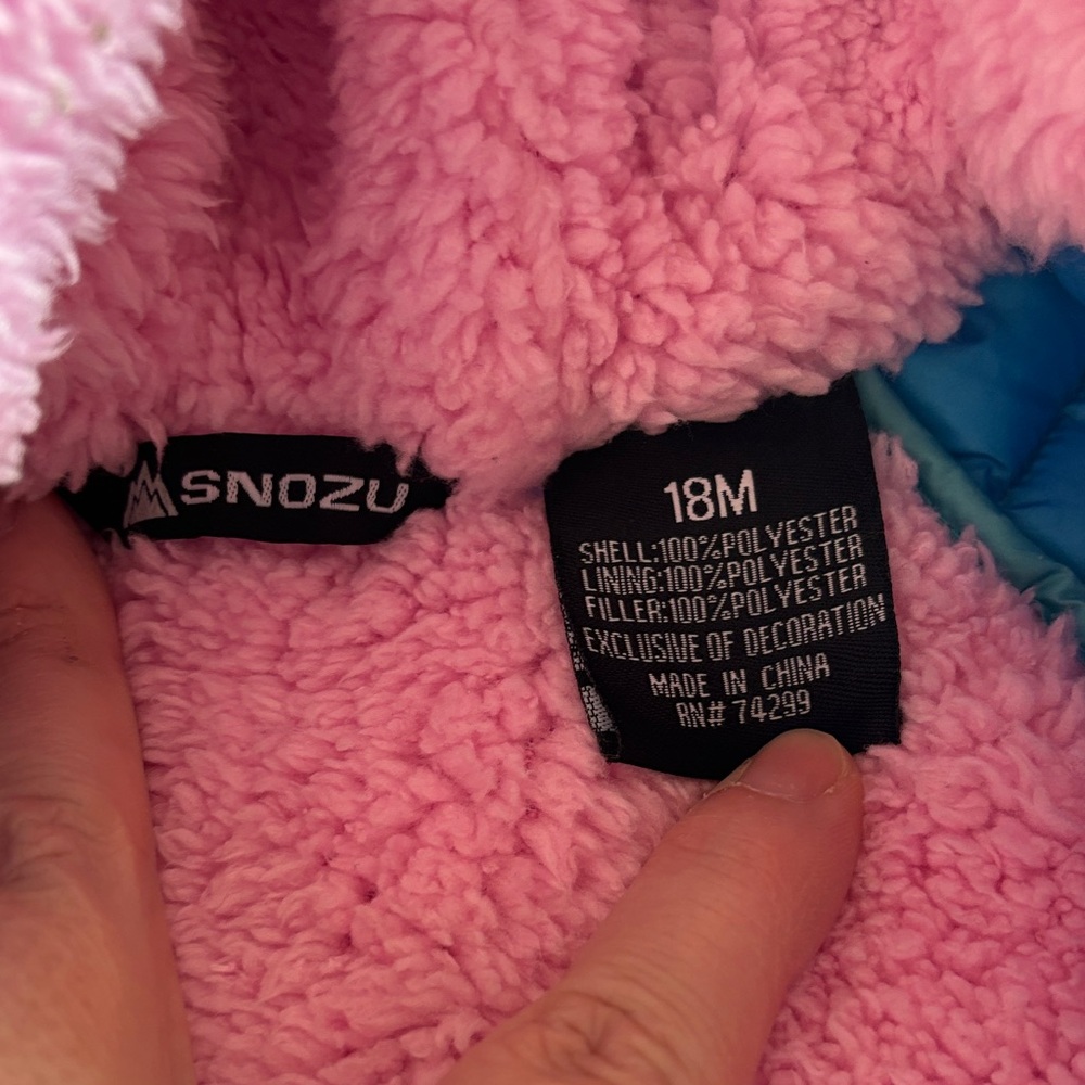 Snozu Vibrant Blue and Pink Quilted Kids snowsuit - Picture 2 of 8